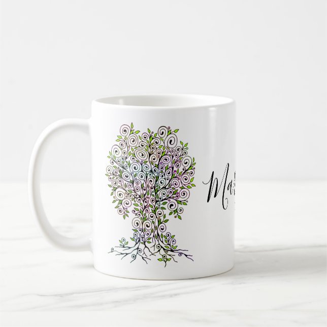 Baum des Lebens - Spiralen Blätter Obst 1 Kaffeetasse (Links)