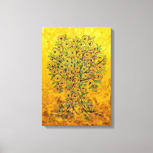 Baum des Lebens - Spiralen Blätter Obst 1 Leinwanddruck