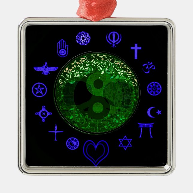 Baum des Lebens und der Einheit Silbernes Ornament (Vorne)