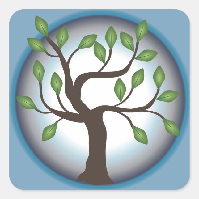 Baum des Lebens und des Mondes Quadratischer Aufkleber (Vorderseite)