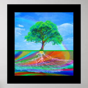 Baum des Lebens und des Regenbogens Poster