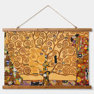 Baum des Lebens von Gustav Klimt Fine Art Wandteppich Mit Holzrahmen