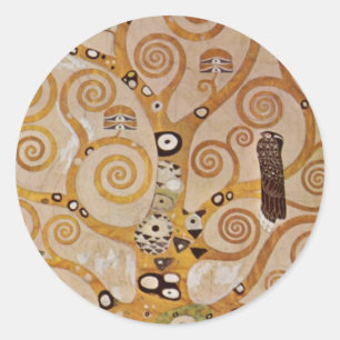 Baum des Lebens von Gustav Klimt, stilisiert Jugen Runder Aufkleber