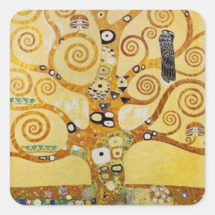 Baum des Lebens von Klimt Quadratischer Aufkleber