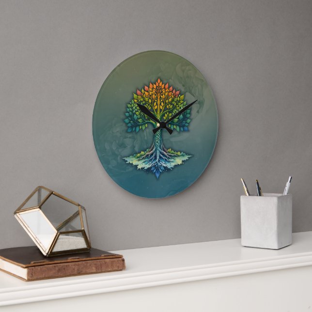 Baum des Lebens - Wechselnde Dämmerung Große Wanduhr (Büro)