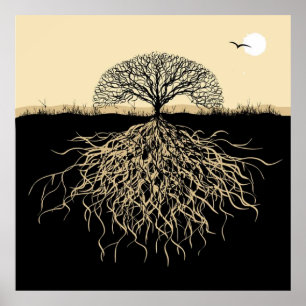 Baum des Lebens Wurzeln Spirituelle Natur Minimali Poster