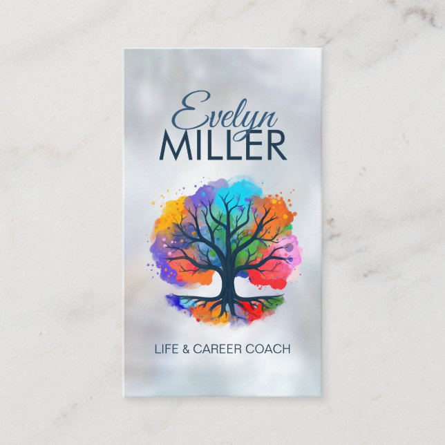 Baum des Lebens - Yggdrasil - Aquarellfarbe Visitenkarte (Vorderseite)