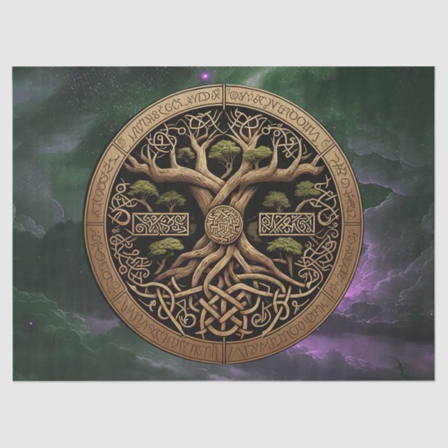 Baum des Lebens, Yggdrasil Dekoupage Seidenpapier (Vorderseite)