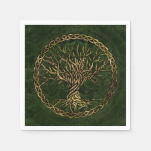 Baum des Lebens - Yggdrasil -grün und Gold Serviette
