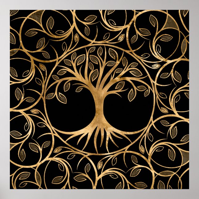 Baum des Lebens - Yggdrasil Mandala Poster (Vorne)