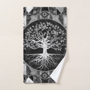 Baum des Lebens - Yggdrasil - Marmor und Gold Badhandtuch Set