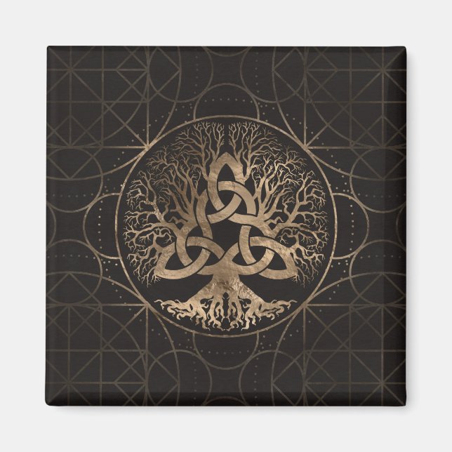 Baum des Lebens - Yggdrasil mit Triquetra Magnet (Vorne)