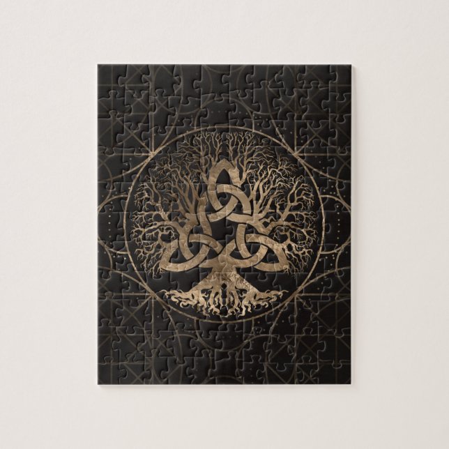 Baum des Lebens - Yggdrasil mit Triquetra Puzzle (Vertikal)