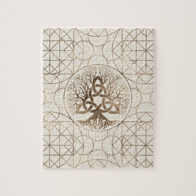 Baum des Lebens - Yggdrasil mit Triquetra Puzzle (Vertikal)