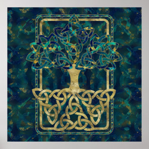 Baum des Lebens - Yggdrasil mit Triquetra-Symbolen Poster