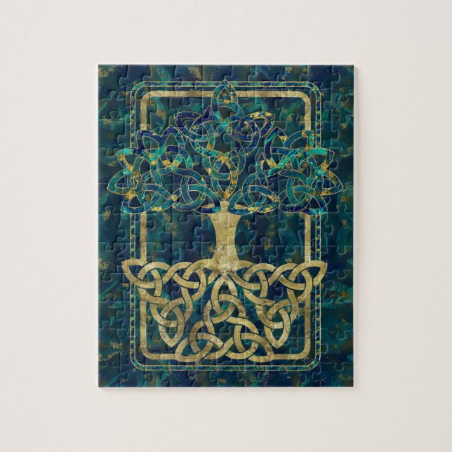 Baum des Lebens - Yggdrasil mit Triquetra Symbolen Puzzle (Vertikal)