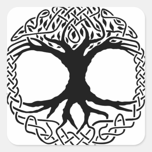 Baum des Lebens Yggdrasil Norse wicca Mythologie Quadratischer Aufkleber (Vorderseite)
