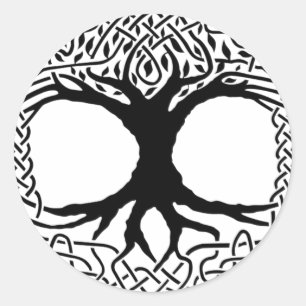 Baum des Lebens Yggdrasil Norse wicca Mythologie Runder Aufkleber