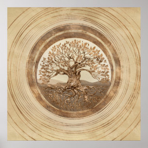 Baum des Lebens - Yggdrasil Pastel Gold Poster