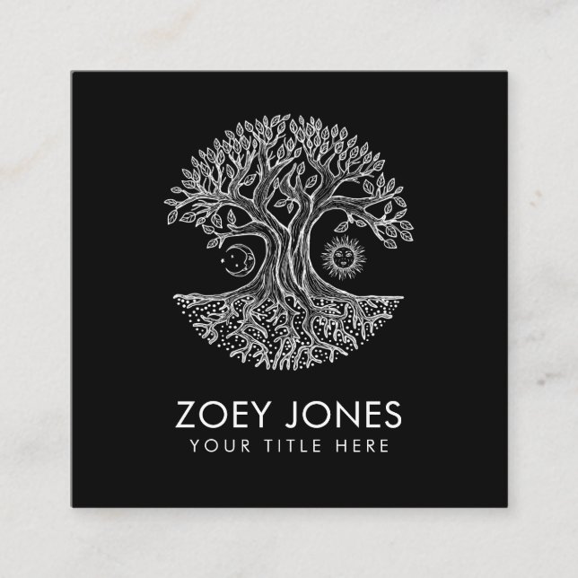 Baum des Lebens - Yggdrasil Quadratische Visitenkarte (Vorderseite)