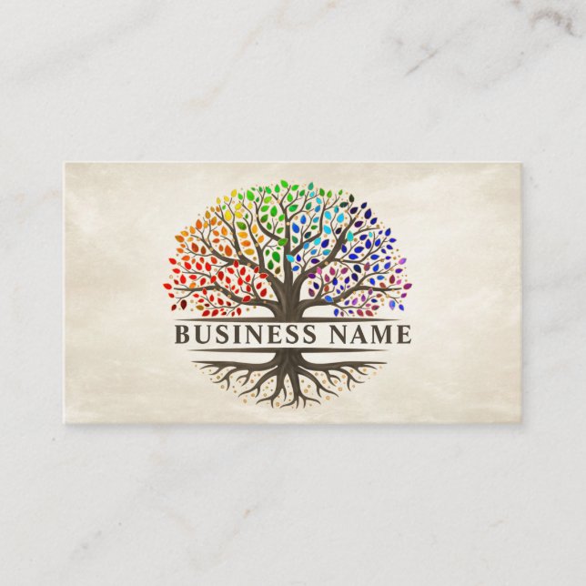 Baum des Lebens - Yggdrasil - Regenbogen-Blätter Visitenkarte (Vorderseite)
