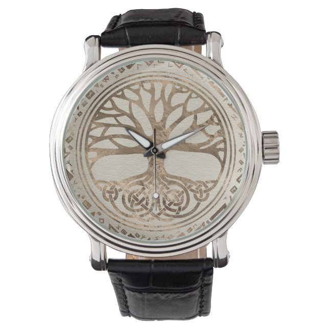 Baum des Lebens - Yggdrasil Runic Pattern Armbanduhr (Vorderseite)