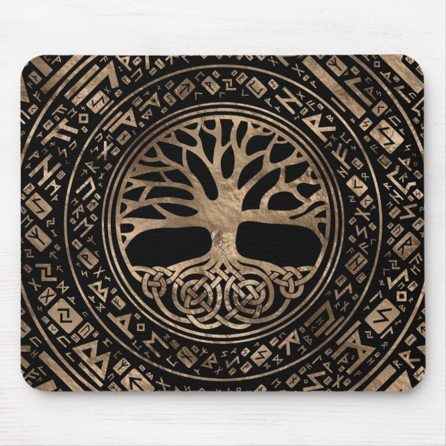 Baum des Lebens - Yggdrasil Runic Pattern Mousepad (Vorne)
