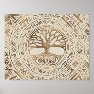 Baum des Lebens - Yggdrasil Runic Pattern Poster