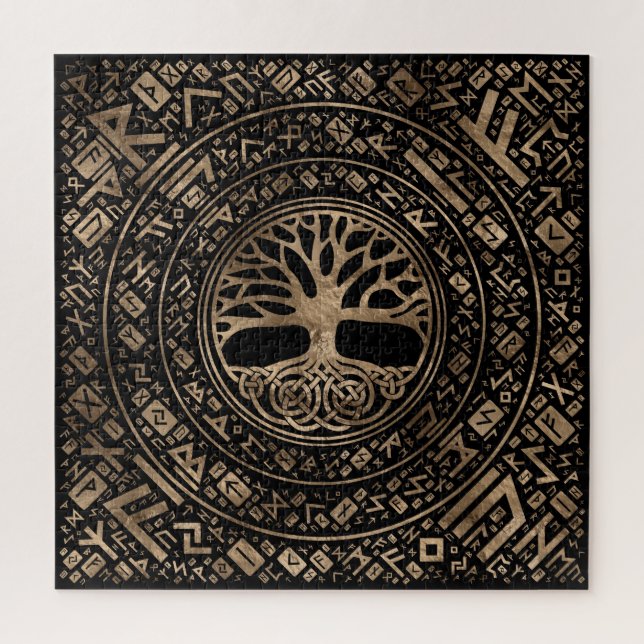 Baum des Lebens - Yggdrasil Runic Pattern Puzzle (Vertikal)
