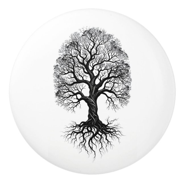 Baum des Lebens Zen Keramikknopf Keramikknauf (Vorderseite)