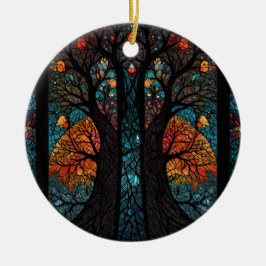 Baum des Lebensmosaik-Buntglaseffekts Keramik Ornament