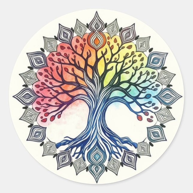 Baum des Lebenswassers Runder Aufkleber (Vorderseite)