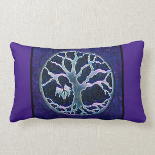 Baum des Lebensweges Pillow in Blau und Lila Lendenkissen