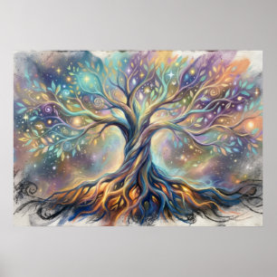 Baum des Lichts und der Seelenwurzeln Wandkunst Poster
