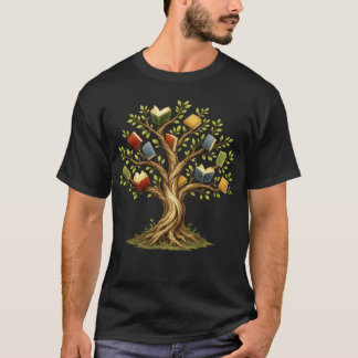 Baum des Wissens Kunst | Süße Lehrerin & Buch L T-Shirt