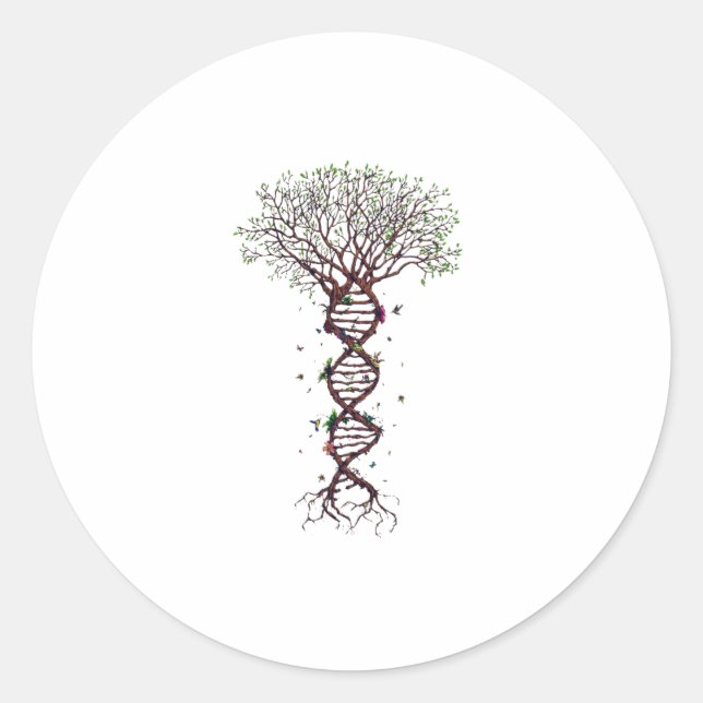 Baum DNA Genetik Biologie Umwelt Runder Aufkleber (Vorderseite)