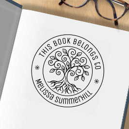 Baum-Exlibris Rund Gummistempel