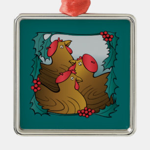 Baum-Franzose-Hennen Silbernes Ornament