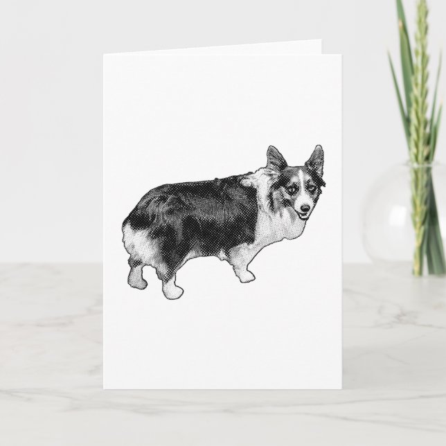 Baum-Funkel-Corgi-Charm Karte (Vorderseite)