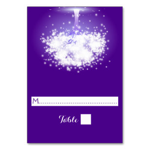 Baum, funkelnde Lichter lila Hochzeitsfeier Platzk Tischnummer