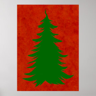 Baum für Weihnachten auf Red Watercolor Wash Poster