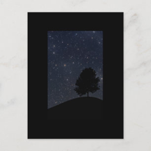 Baum gegen den Sternenhimmel Postkarte