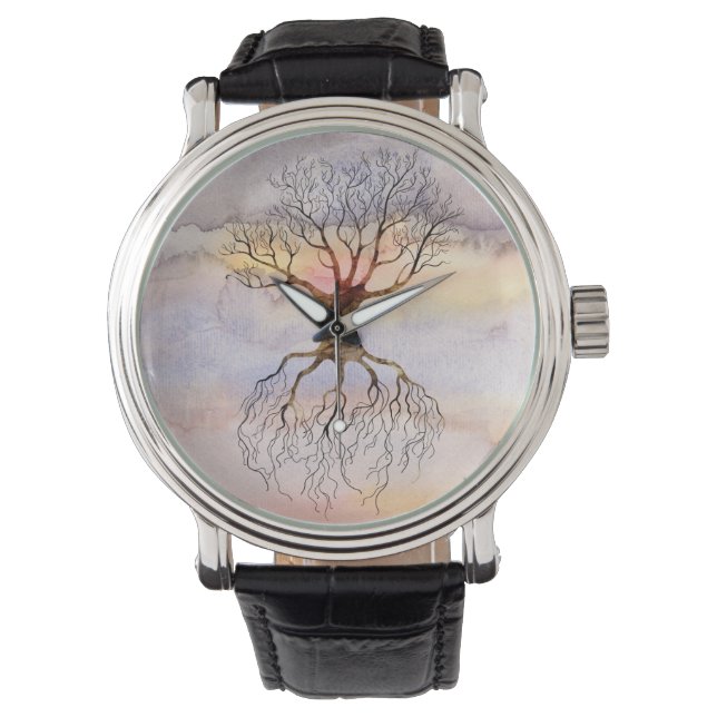 Baum gegen Himmel Armbanduhr (Vorderseite)
