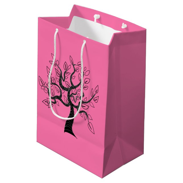 Baum-Geschenktasche - Benutzerdefinierte Farben Mittlere Geschenktüte (Rückseite Schrägansicht)