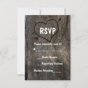 Baum + Geschnitztes Herz Rustikale Hochzeits-RSVP- RSVP Karte