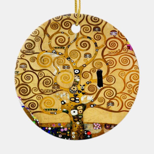 Baum Gustav Klimt Nouveau Keramikornament (Vorne)
