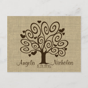 Baum-Herzen, die Wartekarte Wedding sind Einladungspostkarte