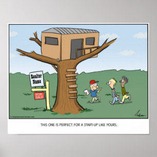 Baum House Immobilie Cartoon personalisiert Poster