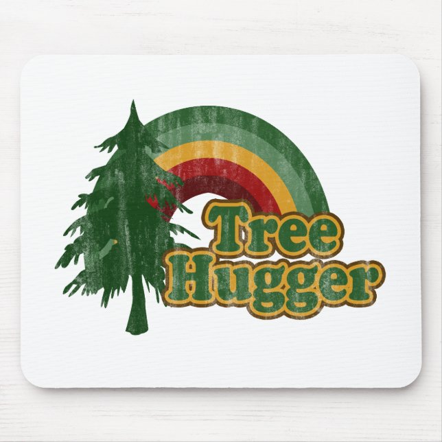 Baum Hugger Hippie-Regenbogen Mousepad (Vorne)
