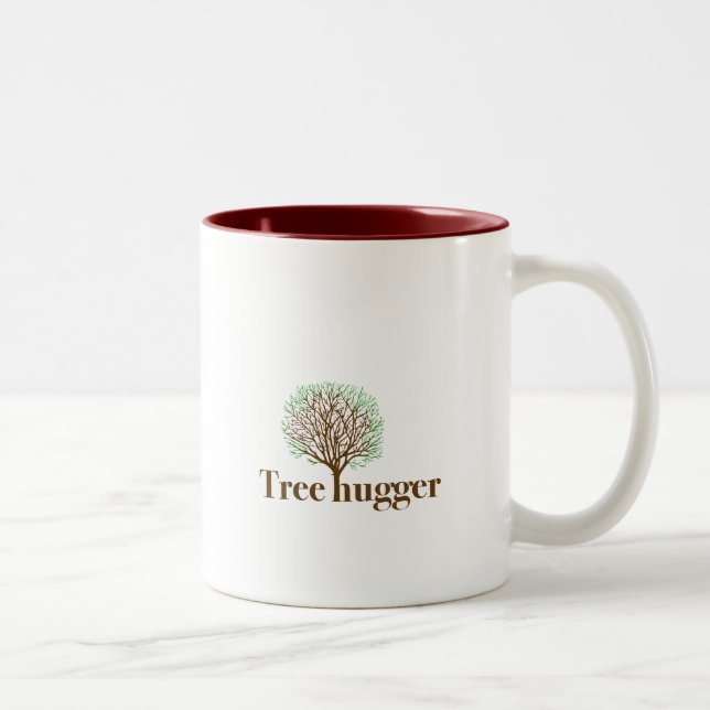 Baum Hugger mit Baumillustration Zweifarbige Tasse (Rechts)
